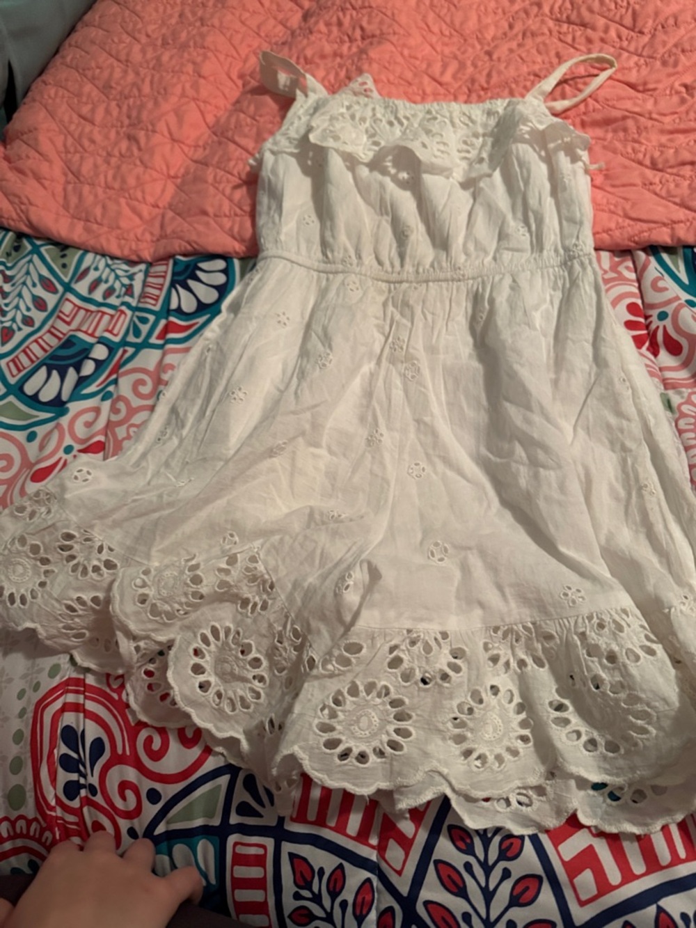 White Eyelet Sundress for Girls - Lightweight Summer Dress